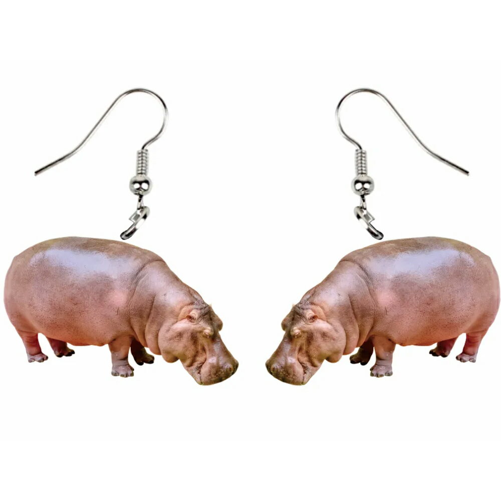 乐天商城 - カバ リアルステンレスピアス/1ペア販売 20G 20ゲージ アニマル 動物園 人気 おもしろ オモシロ サージカルステンレス316L メンズ レディース 揺れる フックピアス アメリカンピアス アクリル プラスティック プレゼント ギフト
