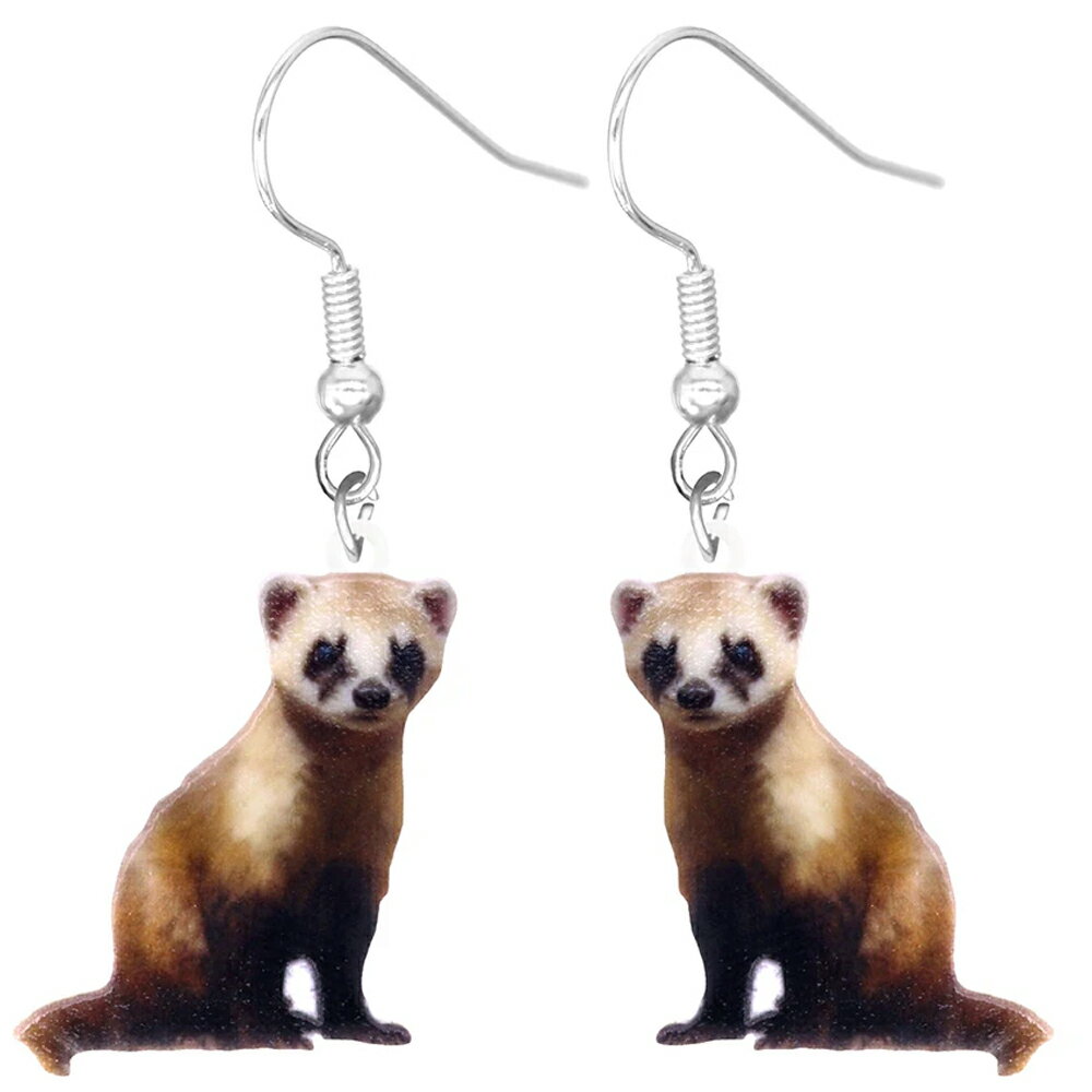 Rubellite - イタチ リアルステンレスピアス/1ペア販売 20G 20ゲージ 貂 鼬 アニマル 動物園 人気 おもしろ オモシロ サージカルステンレス316L メンズ レディース 揺れる フックピアス アメリカンピアス アクリル プラスティック プレゼント ギフト
