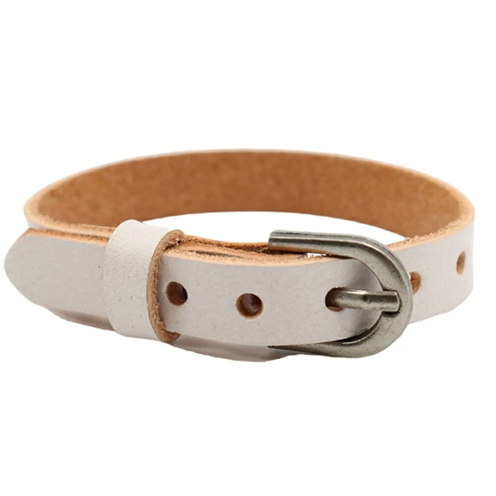 スリムベルトレザーブレスレット ホワイト 1個販売 メンズ レディース 腕輪 バングル ブレス 白色 男性..