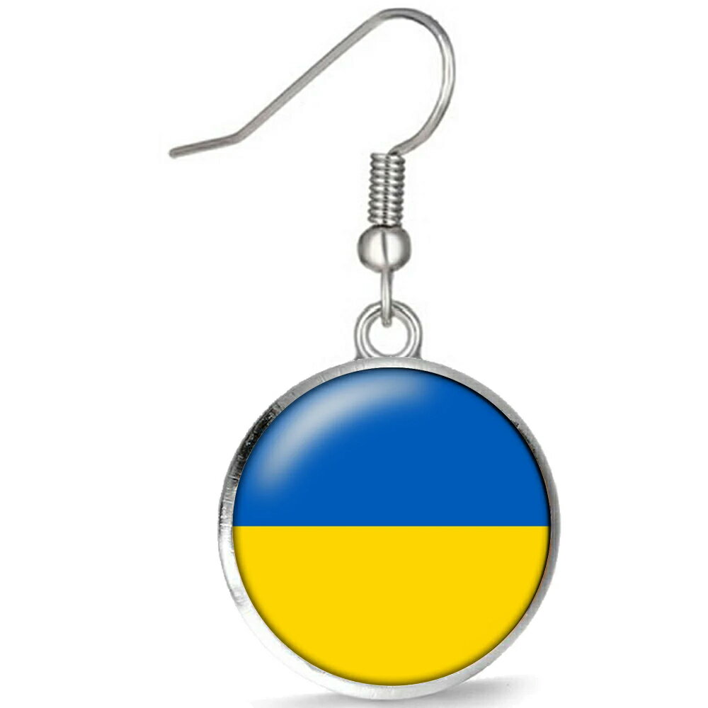 [패션 피어스 20G] 우크라이나 국기 스테인리스 피어스 1 개 판매 편귀 서지컬 스테인레스 316L 20 게이지 맨즈 레이디스 선물 둥근 은색 실버 후크 피어싱 스포츠 바 세계 대회 만국기 국제 대회 플래그