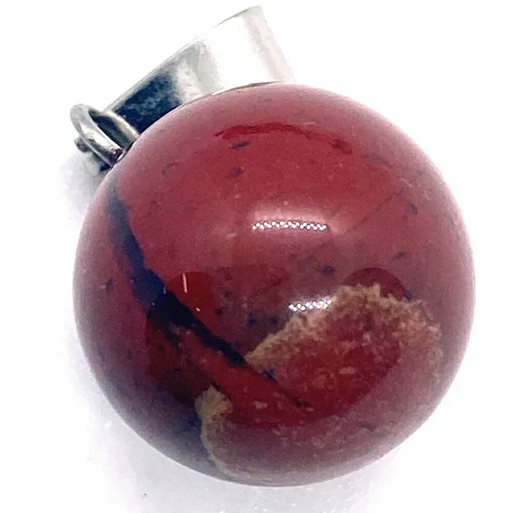 [天然石 14mm ] ラウンドペンダントトップ（レッドジャスパー） 1個販売 赤褐色 メンズ レディース サ..