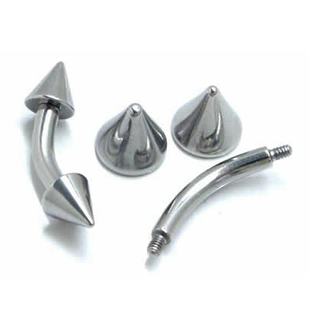 ［ 10G ］ バナナバーベル へそピアス コーンヘッド 10ゲージ カーブバーベル ネジタイプ ボディピアス サージカルステンレス316L メンズ レディース 低アレルギー 臍ピアス ヘソピアス 眉 アイブロー シンプル プレーン 定番 ファーストピアス