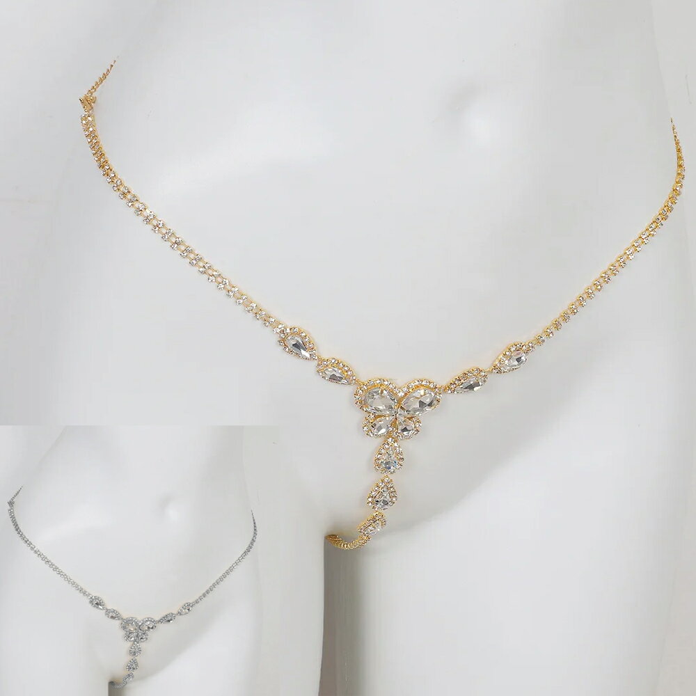 バタフライクリスタルビキニTバックボトムボディチェーン クサリ 蝶 チョウ 下着 アンダー 水着の下 パンツ 洋服 水着 鎖 ジルコニア ラインストーン ウエストチェーン ティーバック ベリーダンス レディース ベリーチェーン 胸 首 ゴールドチェーン シルバーチェーン