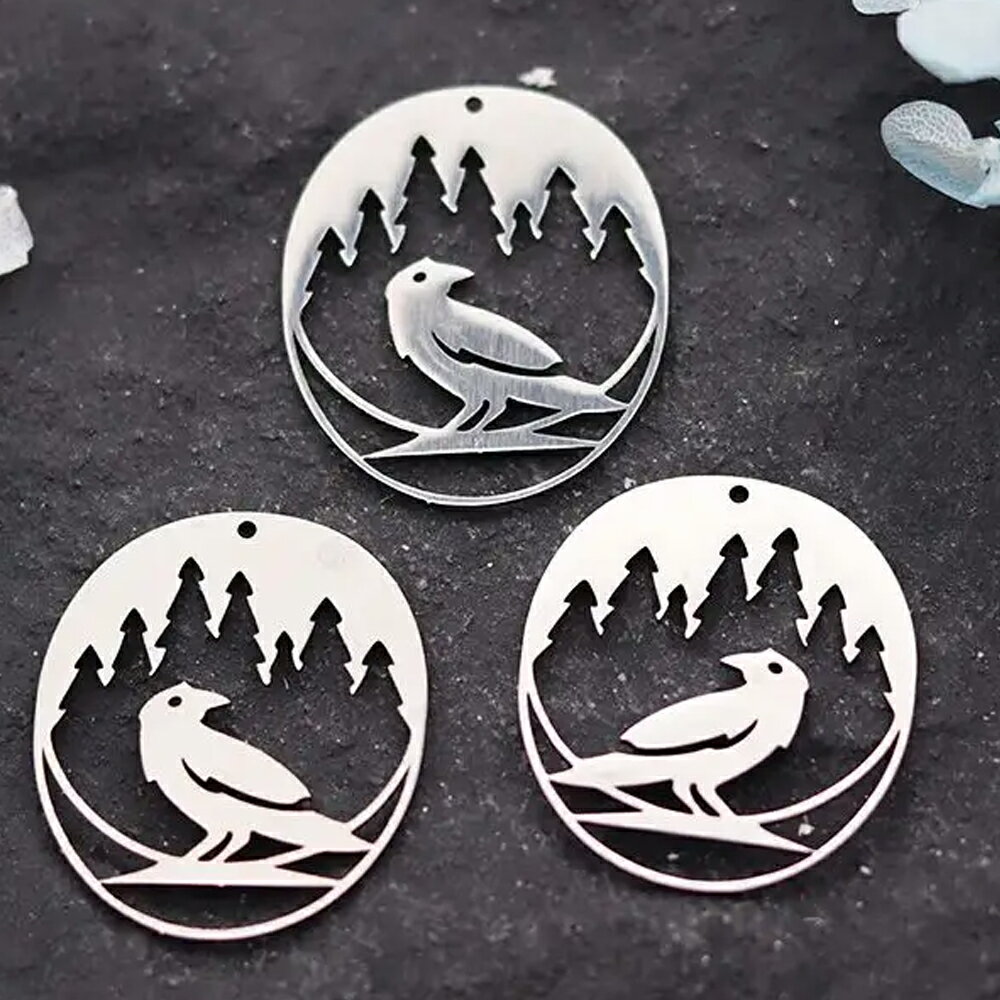 クロウ ステンレスパーツ 1個販売 鳥 バード カラス 烏 鴉 不気味 かっこいい ペットショップ ハロウィーン ハロウイン チャームパーツ メンズ レディース 部品 金具 DIY ペンダントトップ アクセサリーチャーム ピアス クラフト 手作り ネックレス ハンドメイド