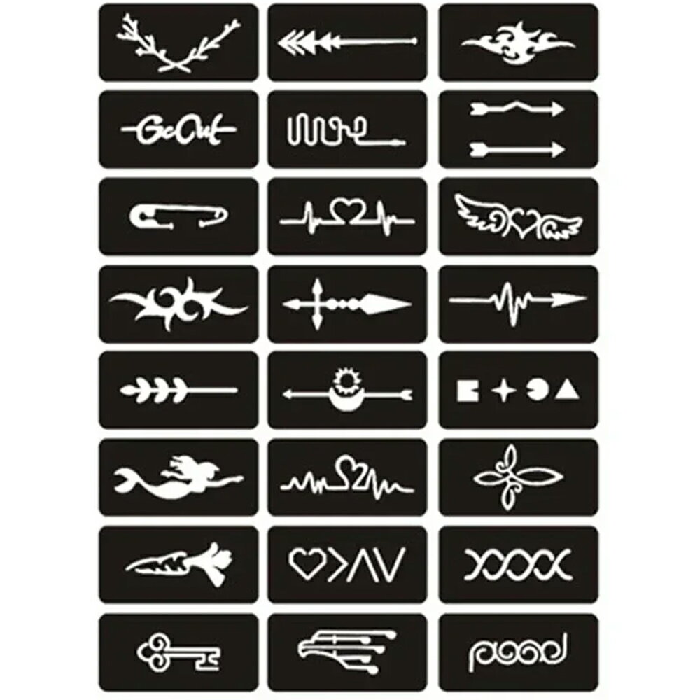 ステンシルシートステッカー 1シート販売 手 足 ハンド 顔 フェイス フット 背中 肩 腕 腹 ヘナタトゥ..