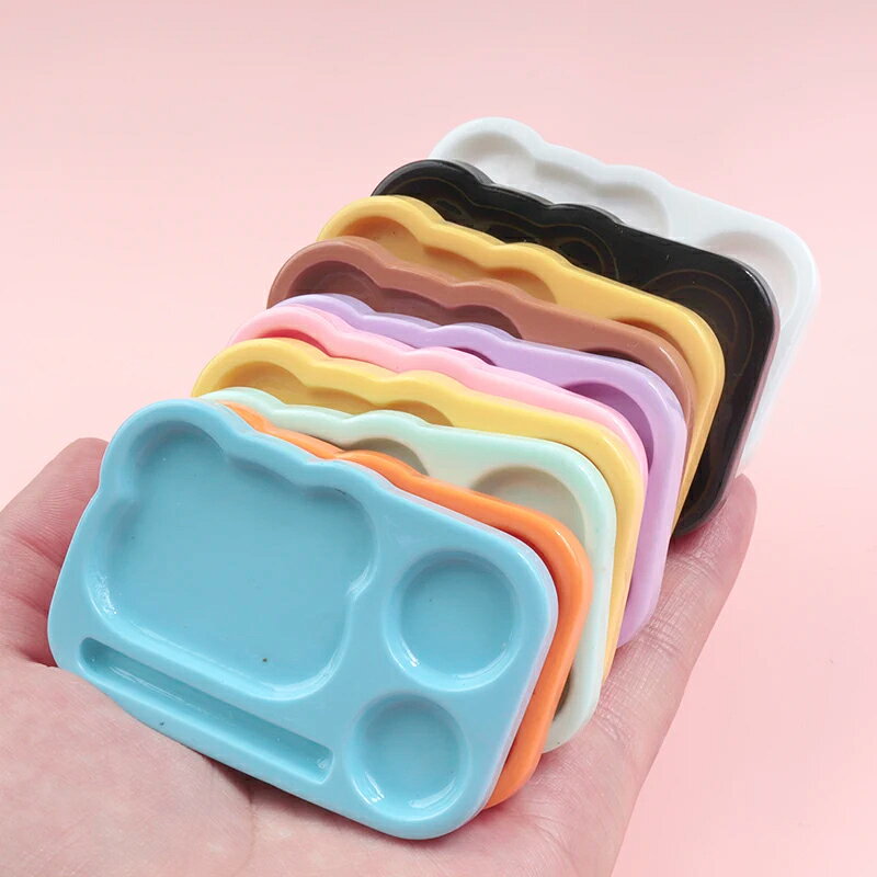 お子様ランチ用トレイ アクリルパーツ/1個販売 DIY クラフトパーツ ドールハウス 人形の家 クマ 熊 ベアー お皿 プレート イエロー ターコイズ オレンジ ブラウン ピンク ブルー パープル ホワイト ブラック リアル 手作り 部品 3D 立体 面白い ミニチュア フィギア ジオラマ