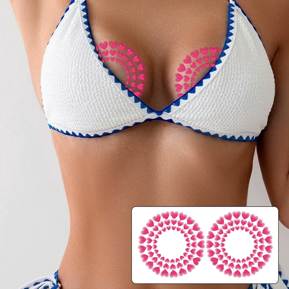 ニップル用 フェイクタトゥーステッカー 1シート 乳首用 ピンク ハート 可愛い 水着 ビキニ 下着 ダンス ダンサー 踊り子 胸チラ タトゥシール メンズ レディース 仮装 変装 入れ墨 小道具 衣装 映画 ドラマ テレビ 撮影 コスプレ 大きい 刺青 偽物