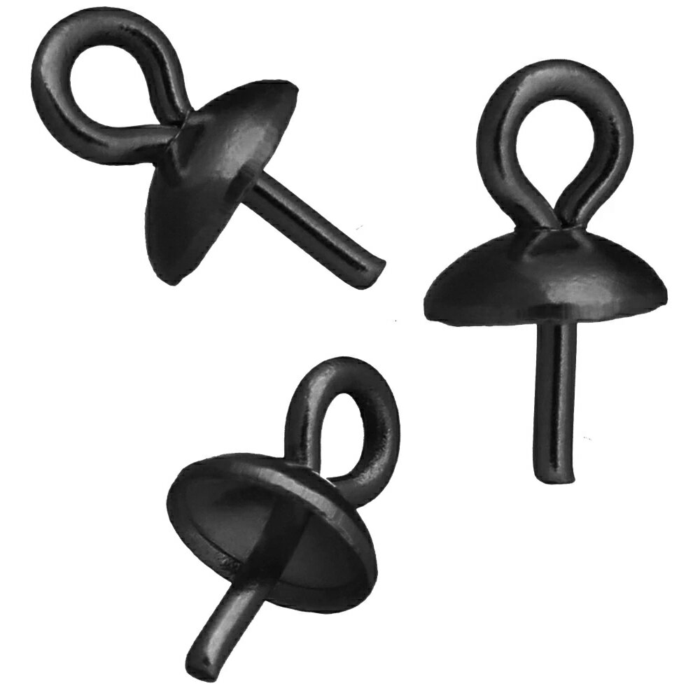 ブラックDIY用3mmステンレスチャームベイルパーツ 黒色 ピアス ステンレススティール ピアス パーツ 天..