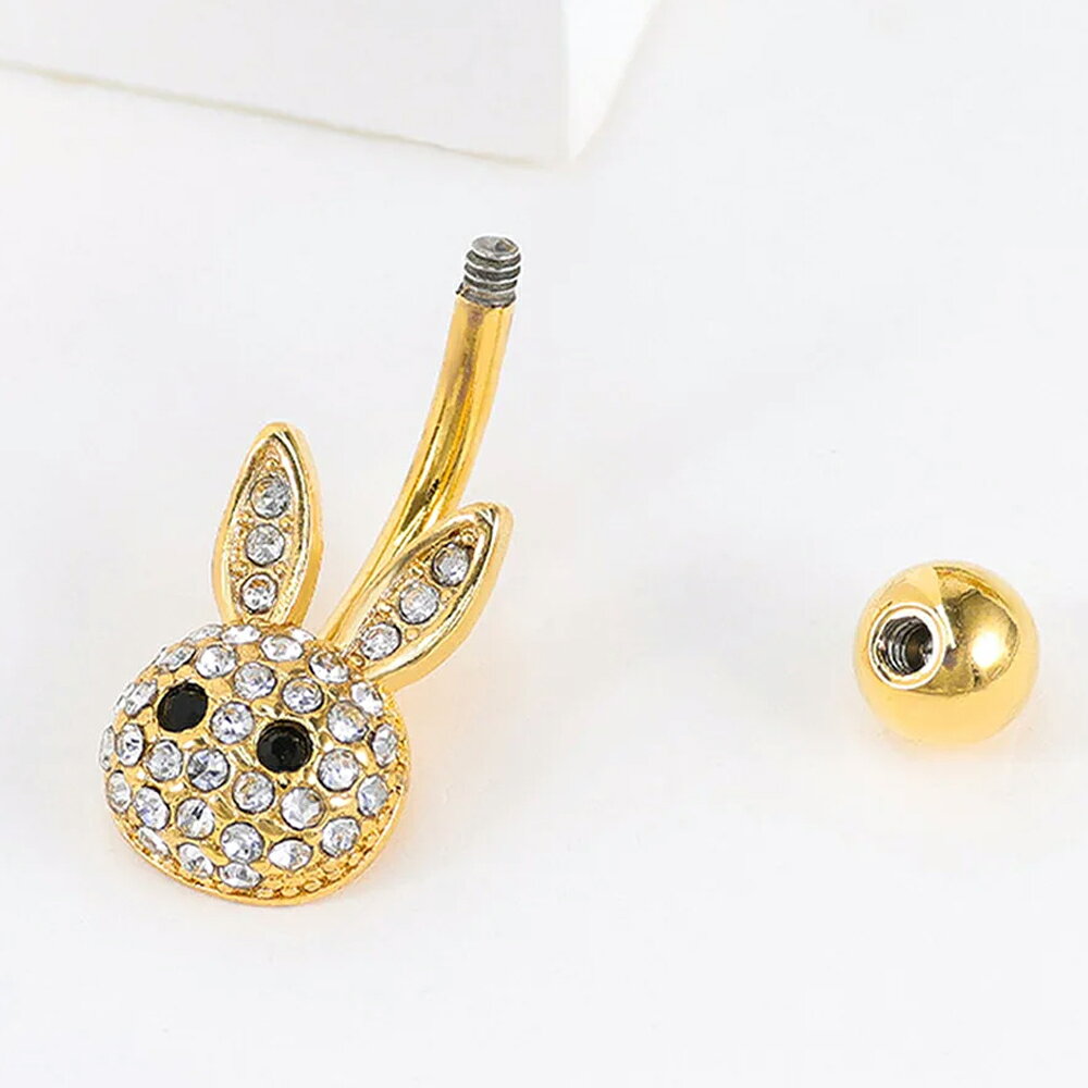 [14G ヘソピアス ボディピアス ] クリスタルバニーへそピアス 14g 14ゲージ シルバ...