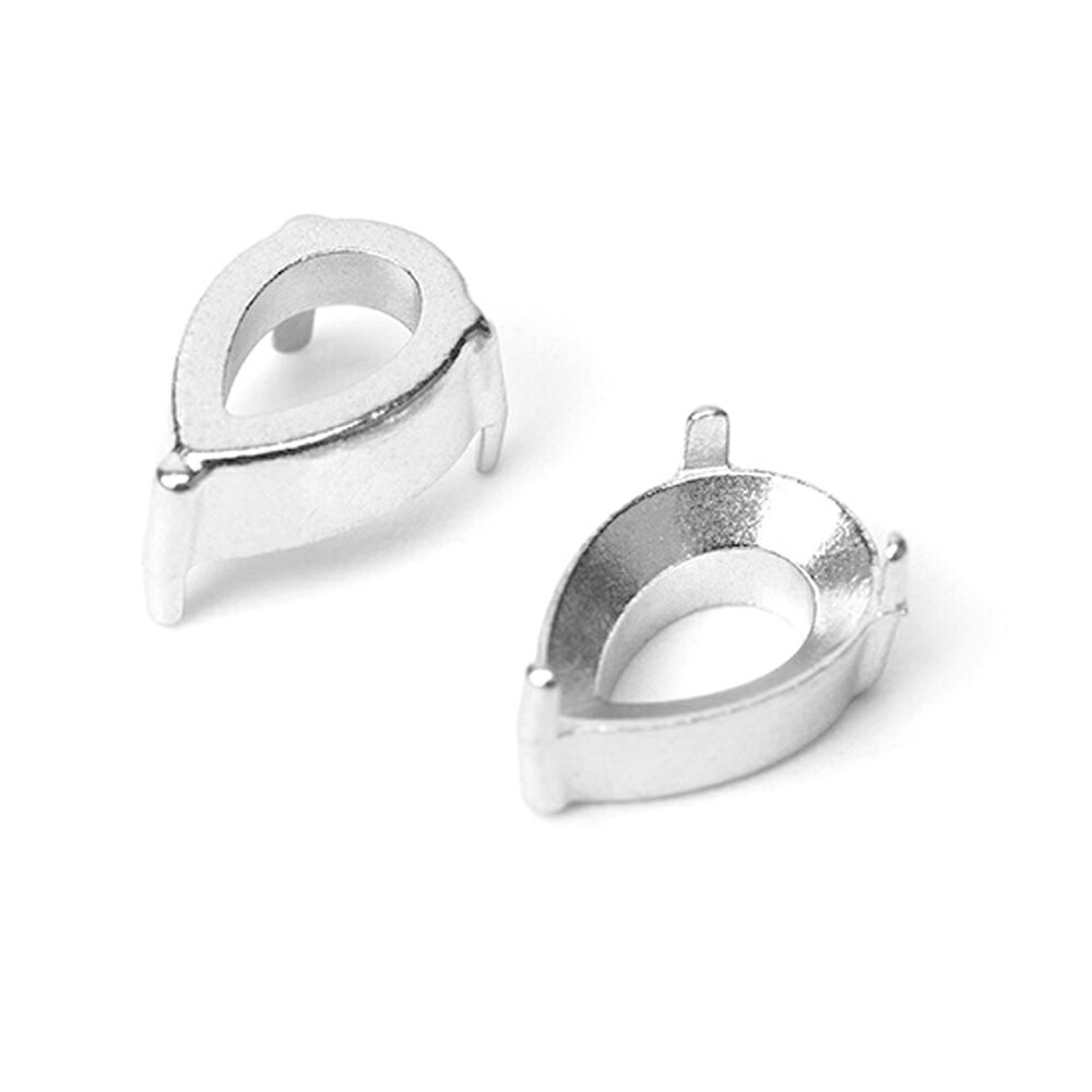ピアス専門ショップGreen Piercingの[4mmx6mm 5mmx7mm 6mmx8mm 7mmx9mm ] DIY ステンレスティアードロップ型 タテヅメ台座 1個 涙 雫 サージカルステンレス316L 爪 皿 ステンレスパーツ リング ピアス 指輪 ペンダントトップ メンズ レディース ルース 裸石 天然石 キュービックジルコニア 金具 部品 ベース｜アングル2
