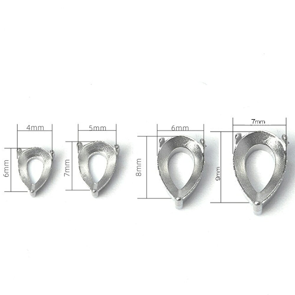 ピアス専門ショップGreen Piercingの[4mmx6mm 5mmx7mm 6mmx8mm 7mmx9mm ] DIY ステンレスティアードロップ型 タテヅメ台座 1個 涙 雫 サージカルステンレス316L 爪 皿 ステンレスパーツ リング ピアス 指輪 ペンダントトップ メンズ レディース ルース 裸石 天然石 キュービックジルコニア 金具 部品 ベース｜アングル3