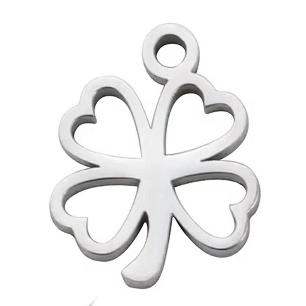 スモールハッピーリーフステンレスパーツ 1個販売 ペンダントトップ ネックレス ピアス ブレスレット アクセサリー ボディピアス チャーム アンクレット メンズ レディース 作る ハンドメイド 製作 修理 部品 クラフト 金具 ヨツバ 四葉 クローバー 四つ葉 よつば 幸せ 幸運