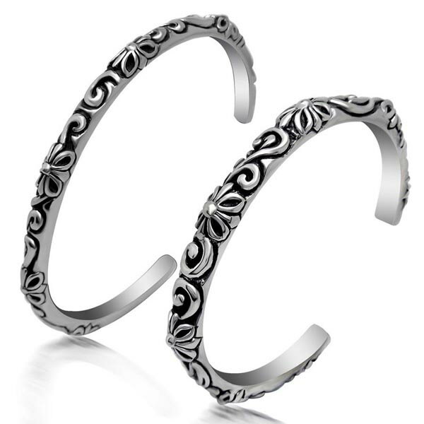 パルメットクロスステンレス バングル アームレット 腕輪 サージカルステンレス316L メンズ レディース 腕輪 手首 アクセサリー 二の腕 フリーサイズ 腕 ...