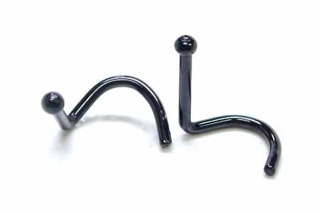 【送料無料☆ボディピアス（ボディーピアス）ブラック（チタンコーティング）/鼻ピアス）】ブラックボールノーズスクリュー