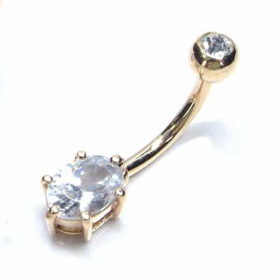 14金オーバルジュエルへそピアス 14G 14ゲージ 臍ピアス ヘソピアス ボディピアス 大人 本物の金 安心素材 K14 イエローゴールド 高級 プレゼント ギフト メンズ レディース ボディーピアス バナナバーベル クリスタル ジルコニア カーブバーベル シンプル ファーストピアス