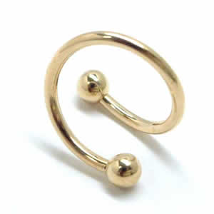 ピアス専門ショップGreen Piercingの[ K14 スパイラルバーベル 16G ] 14金 スパイラル ツイストバーベル 16ゲージ 16GA ボディピアス 本物の金 イエローゴールド 14K メンズ レディース ひねり スクリュー スクリュウ ネジボール へそ 耳 軟骨 クチ 口 臍 ヘリックス 回転 グルグル ボディーピアス｜アングル3