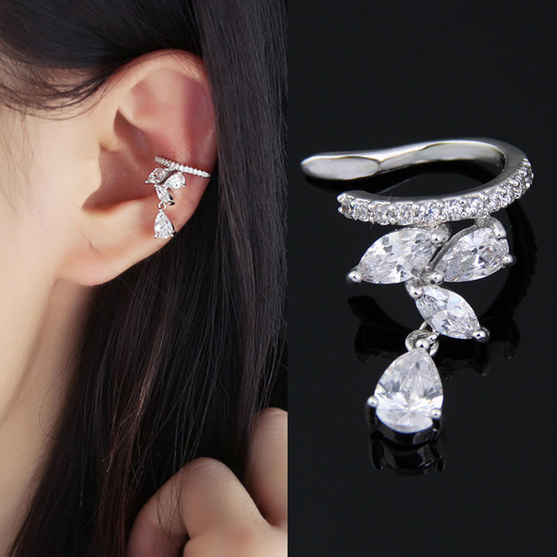 CZプリンセスティアライヤーカフ クリスタル ビジュー ジュエル キュービックジルコニア 1個 イヤリン..