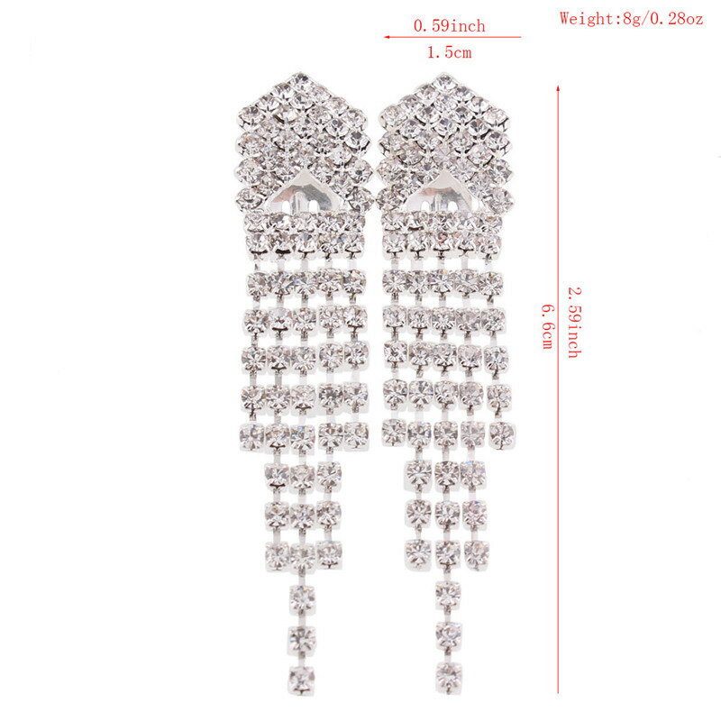 グレースクリスタルロングイヤリング(1ペア) 両耳 ジルコニア ラインストーン レディース イヤーカフ イヤークリップ はさむ 挟む 結婚式 発表会 パーティ プレゼント ギフト ノンホールピアス お返し ホワイトデー クリスマス チャーム 揺れる 長い ドレス キャバ譲 衣装