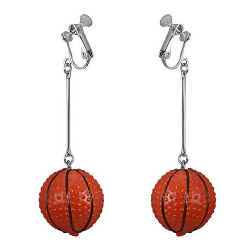 バスケットボールイヤリング(1ペア) 両耳 スポーツ メンズ レディース オモシロ 面白い 玉 球 籠球 ボール 笑う 個性的 ユニーク イヤーカフ イヤークリ...