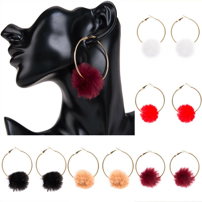 ビッグファーチャームフープピアス 1ペア 20G 20ゲージ 大きい 大きめ リングピアス フェイクファー 金..