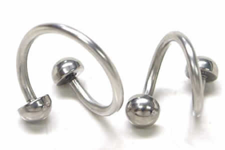 [ 14G スパイラルバーベル ] ハーフボール スパイラル ツイストバーベル 14ゲージ 14GA ボディピアス サージカルステンレス316L メンズ レディース ひねり スクリュー スクリュウ ネジパーツ へそ 耳 軟骨 クチ 口 臍 ヘリックス 回転 グルグル 巻く ドーム型 半球