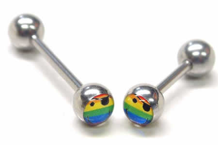 [ 14G ] レインボーギャング ストレートバーベル 14ゲージ ボディピアス 軟骨 ヘリックス トラガス 舌ピアス タンピ サージカルステンレス316L メンズ レディース ファーストピアス 内径サイズ 長い 短い 両側ネジキャッチ ボディーピアス スマイルくん スマイル君 海賊