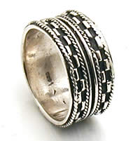 ダブルブロック シルバーリング サイズ/14号 小さいサイズ おもしろ 面白い 幅あり ワイド 男性 女性 本物の銀 指輪 スターリングシルバー 親指 中指 人...