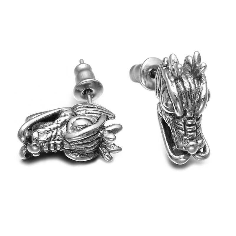 ドラゴンヘッドステンレスピアス 1個販売 立体 3D 龍の頭 竜 おもしろ 面白い 20G 20ゲージ サージカルステンレス316L メンズ レディース キャッチピアス 軟骨 耳たぶ 結婚式 パーティー 高級 プレゼント ギフト スタッドピアス 大きめ 大きい 男性 彼氏 バレンタインデー