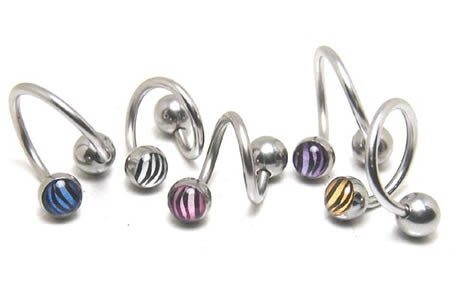 [ 14G スパイラルバーベル ] ゼブラ シマウマ トラ タイガー アニマル柄 動物 スパイラル ツイストバー..