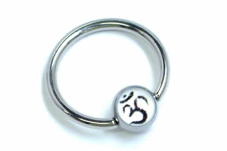 [ オモシロ リング型 ボディピアス 14G ] 梵字ビーズリング/14ゲージ 6mmボール 14Ga メンズ レディース ボディーピアス サージカルステンレス316L キャプティブビーズリング キャプティブリング シンプル プレーン ワッカ 耳 軟骨 ヘリックス サンスクリット ブラフミー