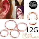 ピンクゴールドセグメントリング 12ゲージ 12G 12g ボディピアス サージカルステンレス316L メンズ レディース 女子人気 ピンクゴールド スムーズセ...