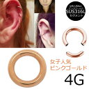 ピンクゴールドセグメントリング 4ゲージ 4G 4g ボディピアス サージカルステンレス316L メンズ レディース 女子人気 ピンクゴールド スムーズセグメン...