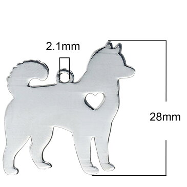 秋田犬ステンレスパーツ/1個販売 ドッグ 犬 イヌ アニマル 動物 ネームタグ 首輪 プレート ステンレス製 ペンダントトップ チャーム DIY 自分で作る ハンドメイド 手作り 金具 手芸 アクセサリー ピアス ブレスレット インスタ 名前プレート ワンちゃん ハート 柴犬