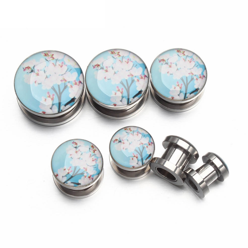 [ 0G 00G 12mm さくら ボディピアス ] 桜の花トンネル 0ゲージ 00ゲージ 12.0mm フラワー 桜 サージカルステンレス316L ボディーピアス メンズ レディース 耳 ホールピアス プラグ ネジタイプ 可愛い ラブリー 拡張 入学式 卒業式 結婚式 お祝い おもしろ 面白い 花見