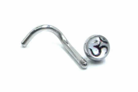 [ 18G ボディーピアス 鼻 ] 梵字鼻ピアス 18GA 18ゲージ サージカルステンレス316L ボディピアス メンズ レディース ノーズスクリュー ノーズスクリュウ ツイストシャフト 男性 女性 ネジボール オリエンタル 漢字 ブッダ おもしろ 面白い オモシロ ブラフミー文字