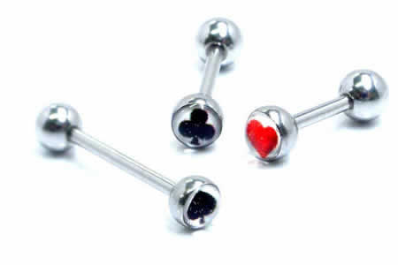 [ 16G ] トランプ ストレートバーベル 16ゲージ ボディピアス 軟骨 ヘリックス トラガス アンテナ サージカルステンレス316L メンズ レディース ファーストピアス セカンドピアス 内径サイズ 長い 短い 両側ネジキャッチ ボディーピアス ハート スペード クローバー(4.0)