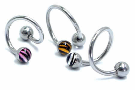 [ 16G スパイラルバーベル ] ゼブラ シマウマ トラ タイガー アニマル柄 動物 スパイラル ツイストバー..