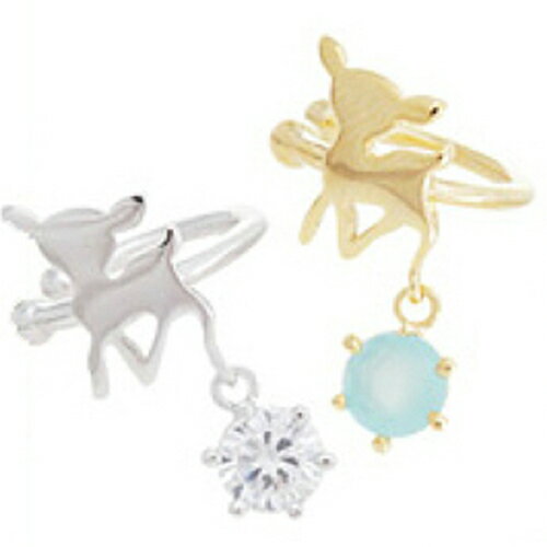 小鹿のイヤーカフ/1個販売 バンビ DEER シカ チャーム イヤリング イヤークリップ フェイクピアス 耳 軟骨 メンズ レディース 穴あけ不要 挟む はさむ イヤーカフ ゴールド シルバー 銀色 金色 チャーム トナカイ クリスマス 可愛い あけない アニマル 動物 揺れる 可愛いのサムネイル