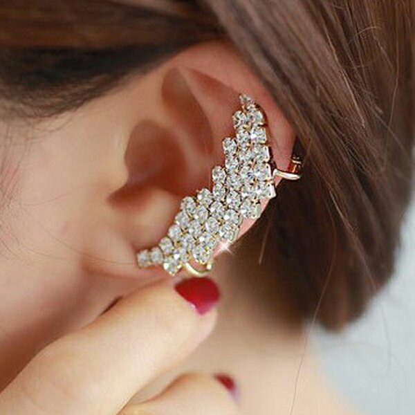 パベビジューイヤリング 1個販売 右耳 左耳 イヤーカフ イヤーフック レディース イヤーラップ パヴェ キラキラ クリスタル ラインストーン CZ はさむ 結...