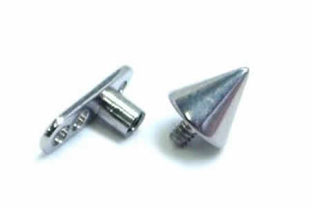 ピアス専門ショップGreen Piercingのダーマルアンカー（コーン） 14G 14ゲージ ダーマルアンカー ボディピアス 埋め込み インプラント 皮膚に入る部分もデザイン部分もチタン製 メンズ レディース 皮膚の下に埋め込む ニッケルフリー｜アングル2