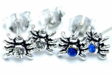[シルバーピアス]ジェムテールスパイダースタッドピアス/1ペア販売 両耳 キャッチピアス シルバー925 ..