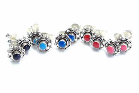 [シルバーピアス]フリルストーンスタッドピアス/1ペア販売 両耳 キャッチピアス シルバー925 スターリングシルバー メンズ レディース 高級 オリジナル 耳 軟骨 20G 20ゲージ ストーン 天然石