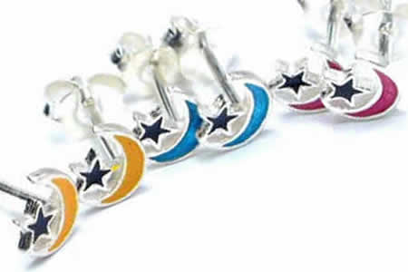 Rakuten - [シルバーピアス]フェアリーテールスタッドピアス/1ペア販売 両耳 月 星 スター キャッチピアス シルバー925 ストーン 天然石 スターリングシルバー メンズ レディース 高級 オリジナル 耳 軟骨 20G 20ゲージ