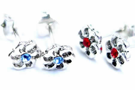 Rubellite - [シルバーピアス]ジュエリエッタスタッドピアス/1ペア販売 両耳 キャッチピアス シルバー925 花 ジュエル キラキラ ジルコニア スターリングシルバー メンズ レディース 高級 オリジナル 耳 軟骨 20G 20ゲージ