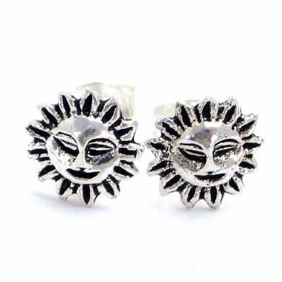 ハードサンフェイススタッドピアス/1ペア おもしろ 太陽ピアス 20G 20ゲージ 両耳 シルバー925 スターリングシルバー シルバーピアス キャッチピアス メンズ レディース 高級 オリジナル 耳たぶ 軟骨エスニック