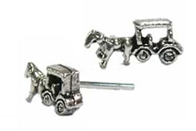 幌馬車スタッドピアス/1ペア おもしろ 西部劇 両耳 20G 20ゲージ 両耳 シルバー925 スターリングシルバ..