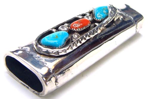 ネストオブスネークライターケース 天然石 ターコイズ トルコ石 サンゴ インディアンジュエリー 高級 ..