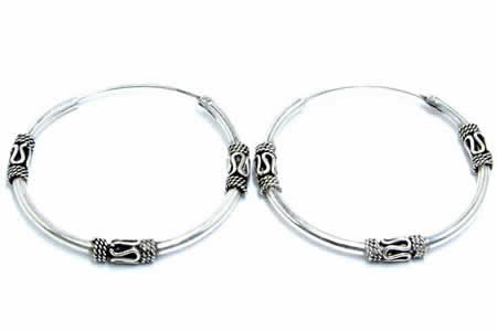 ［シルバー925］3ポイントエスニックスリムリングピアス/1ペア 両耳 シルバーピアス スターリングシルバー メンズ レディース 大きめのフープピアス 耳たぶ 軟骨 20G 20ゲージ オリジナル 高級 プレゼント