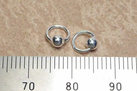 シンプル3mmボールリングピアス 外径：6mm 1ペア スターリングシルバー シルバー925 シームレスリング 耳たぶ 軟骨 鼻 メンズ レディース 20G 20ゲージ ボディーピアス型 シルバーピアス フープピアス キャプティブビーズリング CBR キャプティブリング BCR 小さい スモール