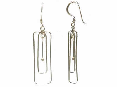 ダブルスクエアチャームフックピアス/1ペア 両耳 シルバーピアス アメリカンピアス シルバー925 スターリングシルバー メンズ レディース 揺れる 22G 2...